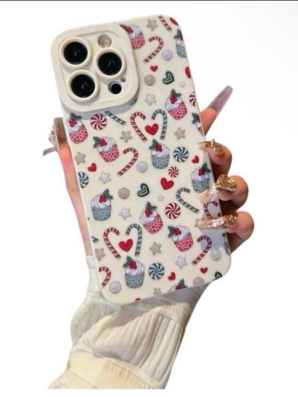 Christmas Holiday Phone Case Candy Canes Cupcakes Hearts Cover iPhone 16 Pro